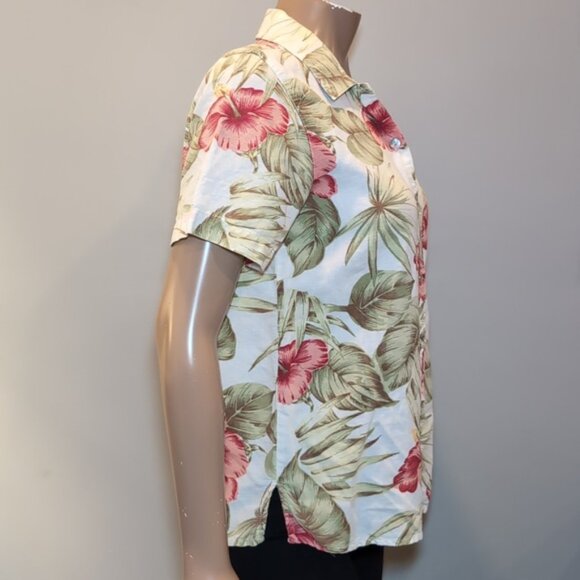 Vintage Lemon Grass Hawaiian Shirt Linen Cotton Short Sleeve Top - Picture 6 of 8